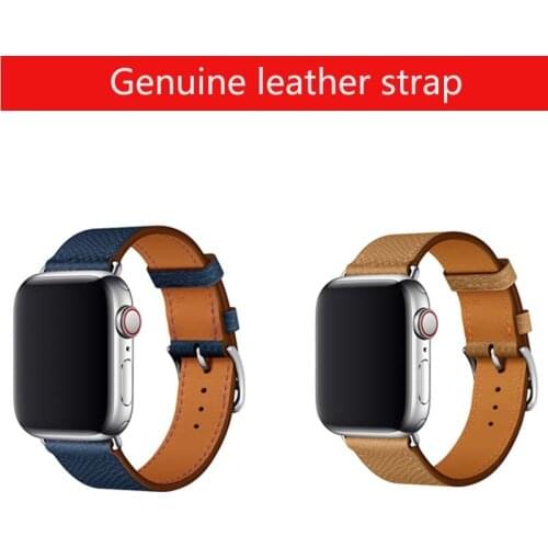 Genuine Leather Loop Strap For Apple Watch Band 4 3 2 1 38mm 40mm Leather Watch Band for iwatch SE 6 5 44mm 42mm Bracelet