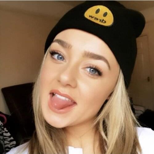 2021 Autumn Winter New Mens Womens Beanie Embroidery Smiley Face Warm Knit Hats Female Casual Fashion Hedging Ski Cold Cap Z4