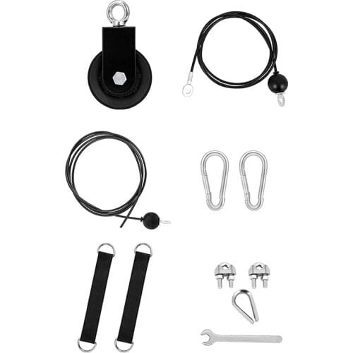 Fitness Pulley System, with 1.8M/2. Fitness Replacement Cable 360 Rotation Pulley Hanging Straps and Hoist Buckles