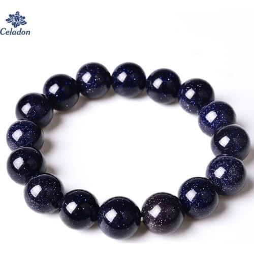 Blue sandstone bracelet single circle Buddha beads hand string blue sand stone couple bracelet