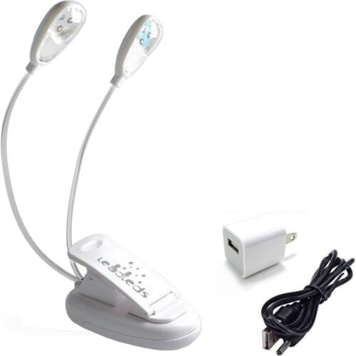 LED Clip Desk Light Rechargeable Light Reading Book Lamp Double Arm 6 Led Bulb Night Light With USB Battery Power For Home Study