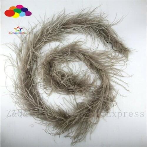 Natural 1 layer Ostrich wool tops dyed light khaki green 2 yards / strip DIY craft jewelry clothing decorative feathers