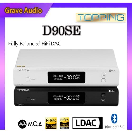 TOPPING D90SE ES9038Pro MQA DAC Bluetooth 5.0 DSD512 PCM768kHz Fully Balanced HiFi Decoder