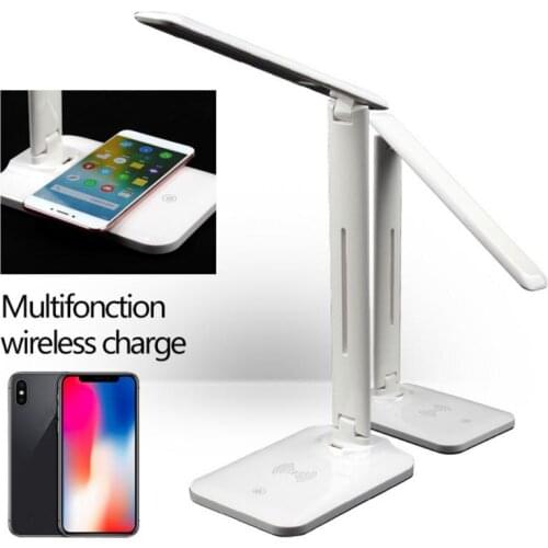 LED Smart Wireless Charging Desk Lamp Touch Control Foldable Reading Light Multi-function Eye Protection Table Light