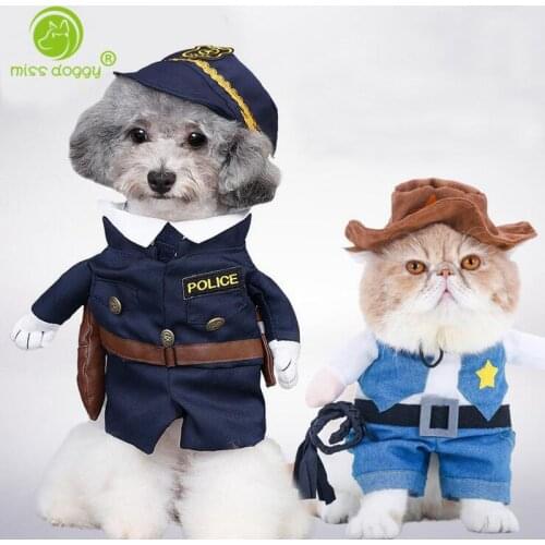 Funny Pet Dog Clothes for Small Dog Coats Puppy Jackets Pirate Police Dressing up Cat Costumes Spring Outfit Ropa de Cachorro