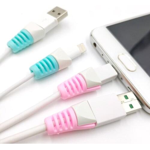 2Pcs Cable protector Bobbin winder Data Line Case Rope Protection Spring twine For iPhone Android USB Earphone Cover