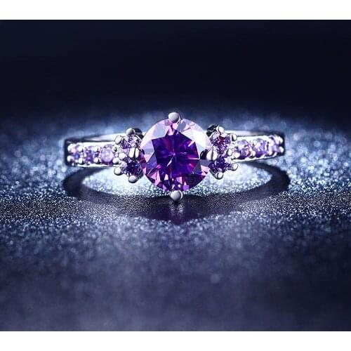 Hainon Black Gold color Engagement Rings purple Cubic Zirconia Anel Jewelry For Women Love Bague Anillos Mujer Gift Distribution