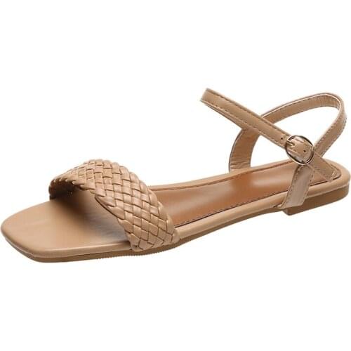 2021 New Women Summer Shoes Flat Sandals Adjustable Buckle Strap Hollow Out Beach Sandals Ladies Footwear Size 36-42