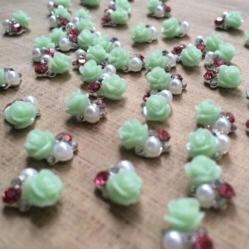 10pcs Alloy Glitter 3d Nail Art Rose Decorations with Rhinestones Alloy Nail Charms