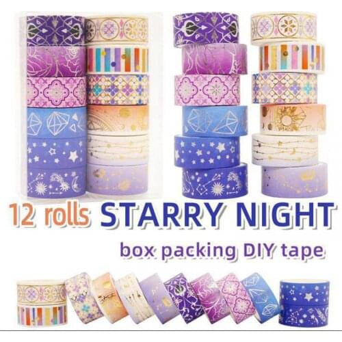 12rolls/set Starry Night Foil Washi Tape Set 15cm Width Diy Masking Tape School Suppliers Stationery Gift By Kevin&sasa Crafts