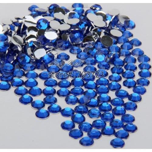 400 pcs 2mm - 6mm Mix Size Royal Blue Resin Acrylic Round Rhinestone Flatback Crystal Rhinestones Nail Art Decoration N11