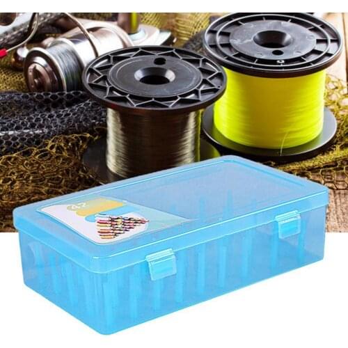 42 Spools Reels Sorting Storage Box Fishing Line Gear Container Case Holder Transparent / Blue New
