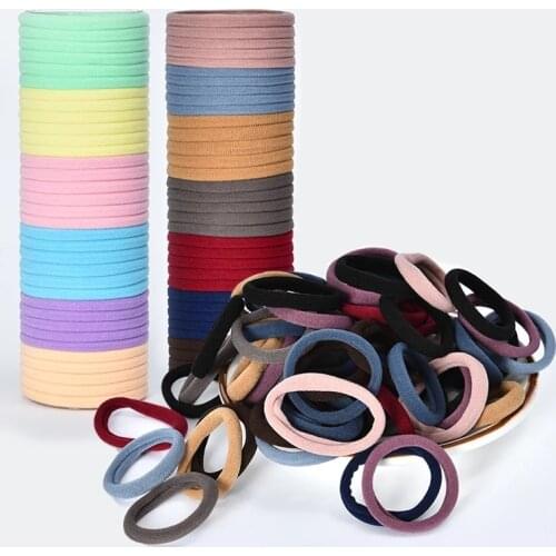 50/100PCS Women Girls 4CM Colorful Polyester Elastic Hair Bands Ponytail Holder Rubber Bands Scrunchie Headband Hair Accessories