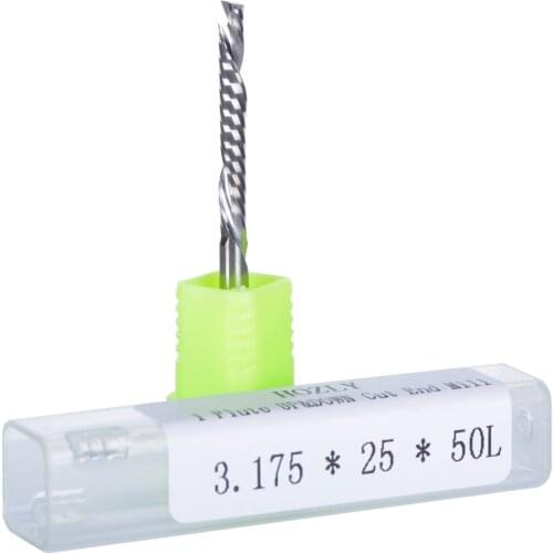 50Pcs 3.175X25MM Up&Down Cut One Single Spiral Flute Carbide CNC Mill Milling Tools, Wood Milling Cutting Tools Router Bit