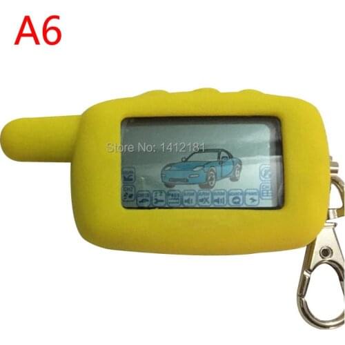 A6 Lcd Remote Control Key Chain keychain + Yellow Case for Russian Starline A6 Two Way Car Alarm KGB FX-3 FX3 Jaguar EZ-Alpha