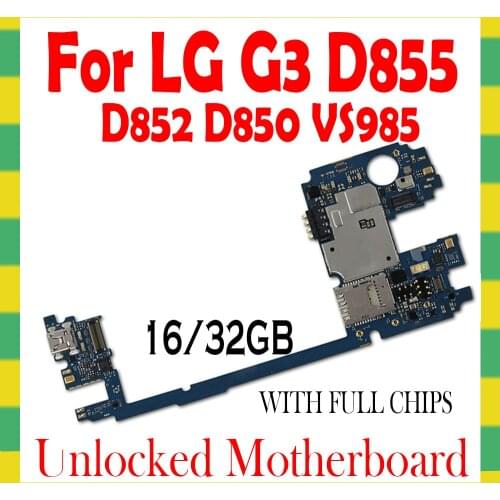 For LG G3 D855 16G 32G D852 D850 Unlocked Motherboard With Full Chips Android OS Logic Board Tested Good Work Assembly Mainboard