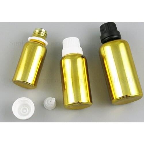 Essential Oil Bottles 5ml 10ml 30ml 50ml Glass Bottle with Orifice Reducer and Cap Small Essential Oil Gold Vials 20pcs