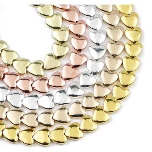 JHNBY Peach heart Hematite Natural Stone Matte Gold Silvers 8mm Spacer Loose Beads For Jewelry Making Diy bracelets accessories