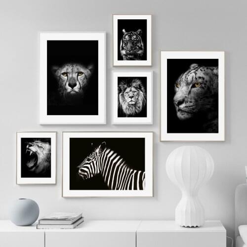 Lion Zebra Swan Tiger Leopard Black White Wall Art Canvas Painting Nordic Posters And Prints Wall Pictures For Living Room Decor
