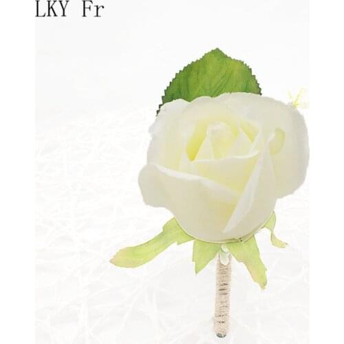 LKY Fr Boutonniere Corsage Wedding Groom Boutonniere Buttonhole/Pin Wrist Corsage Bracelet Bridesmaid Wedding Bracelet Flowers