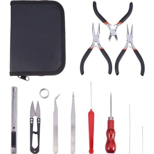 12Pcs/Set Jewelry Tools Jewelry Making Set Flat Nose Pliers Beading Needles Kit Fit DIY Jewelry Making Tools & Equipment