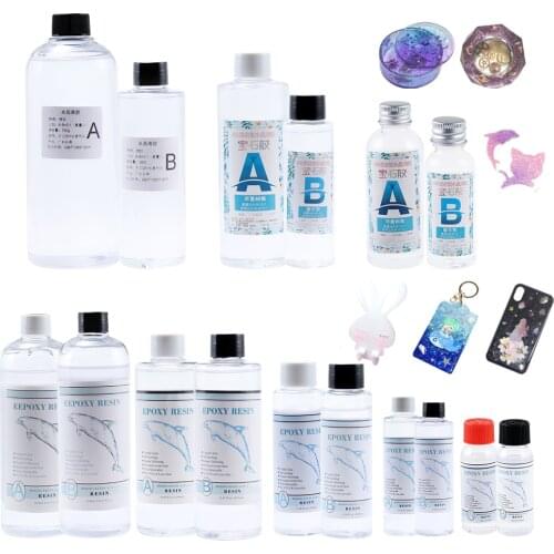 1Set Transparent Crystal Clear Epoxy Resin Epoxy AB Crystal Glue High Adhesive Solvent Resistance Antiyellow Jewelry Making Tool