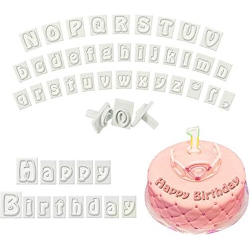 64pcs Plastic Alphabet Cookie Cutter Set Fondant Cutters Mold Upper and Lower Case Art Deco Number Letter Stamps