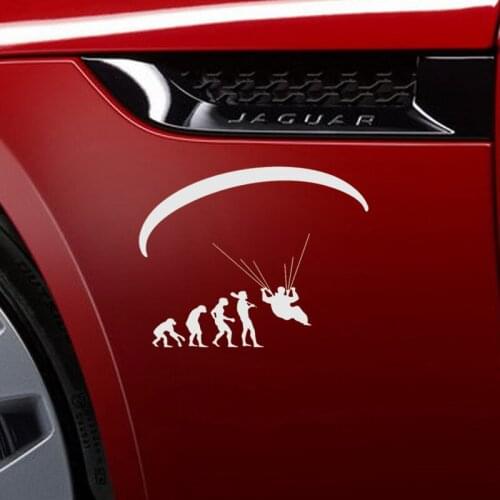EmpireYing 2 Size 8 Colors Funny Human Evolution Extreme Sport Paragliding Parachute Car Stickers Motorcycle Laptop Door Decals