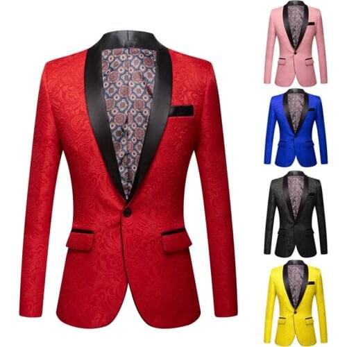 New autumn/winterPink yellow black whit 2020 European and American mens wear Long sleeve heavy jacquard Fashionable suit jacket