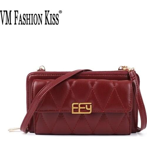 2020 Autumn And Winter New Diamond Handbags PU Leather One-shoulder Small Square Bag Women Shoulder Bag Solid Mobile Wallet