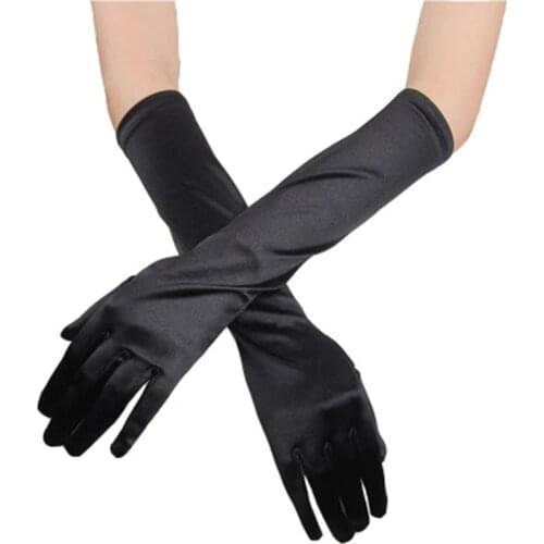 Autumn Long Elastic Mercerized Silk Satin Warm Driving Gloves Elegant Female Evening Party Formal Prom Ceremonial Mittens E24