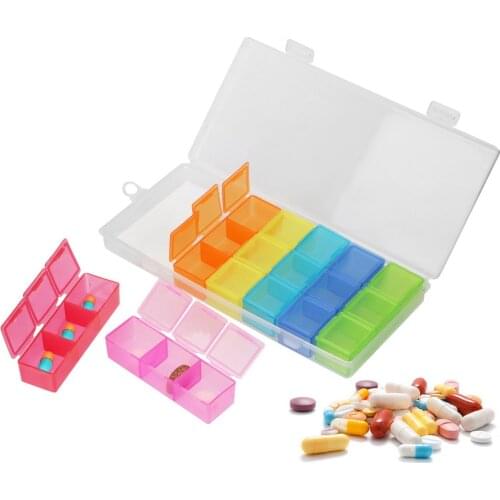 Storage Box Jewelry Storage Case Removable 21 Grids Plastic 7 Day Medicine Drug Pill Organizer