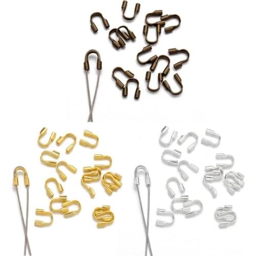 100Pcs Silver Gold Wire Thread Guardian and Protectors Loops U Shape Accessories Jewelry Findings for DIY Jewelry Making