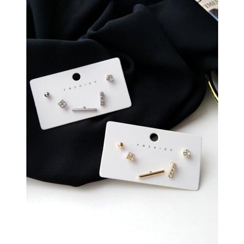 S925 needle 6 pcs One Set Earrings Delicate Deisgn Metal Golden Plating High Quality Crystal Stud Earrings For Girl Women Gifts