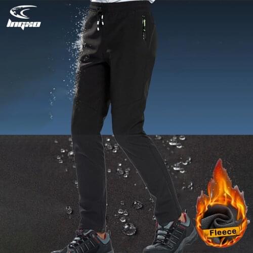 LNGXO Winter Waterproof Hiking Pants Men Outdoor Camping Trekking Climbing Skiing Warm Fleece Rain Pants Softshell Snow Trousers