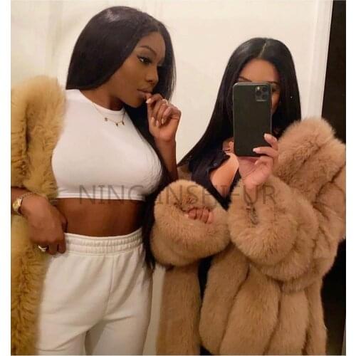 New Brand Winter Real Fox Fur Women Coats Natural Genuine Female Fox Fur Jacket 75 CM Long O-Neck Fur Coat High Quality