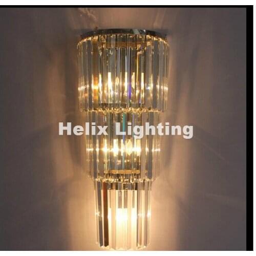 Nordic Design Modern Chrome/Golden Wall Lamp W30cm Wall Sconce Bedside Living Room Wall Light K9 Clear Crystal Guaranteed 100