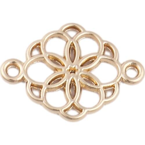 Zinc Based Alloy Hollow Flower Connectors Gold Color 21mm x 15mm DIY Earring Necklace Bracelet Jewelry GIfts Making, 10 PCs