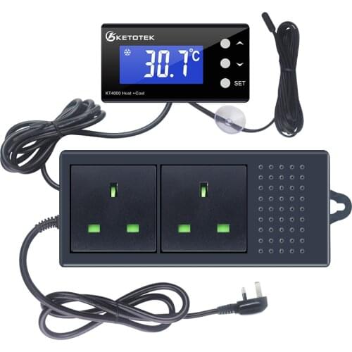 Aquarium Thermostat Temperature Controller outlets Cool Heat Waterproof Sensor Two Relay Output Refrigeration Heater EU/UK Plug