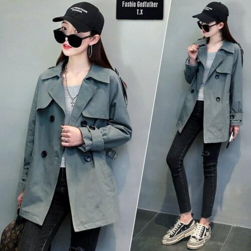 Spring Trench Coats Womens Straight Pocket Double-Breasted Long-sleeved Windbreaker Ladies Loose Autumn Casual Trench coat Z656