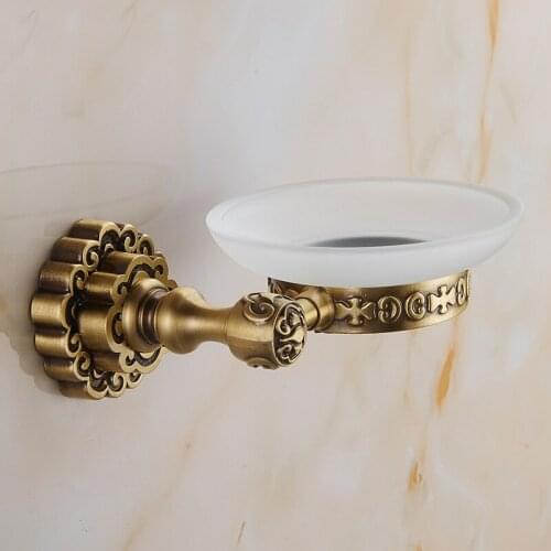 VidricSoap Dishes Antique Finish Solid Brass Wall Mounted Soap Holder Bath Storage Art Carving Bathroom Accessories Soap Dish 10