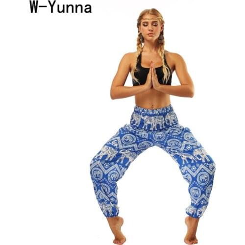 W-Yunna Summer Pants For Women National Wind Digital Print Boho Loose Casual Wide Leg Leggings Stretch Womens Pants Trousers