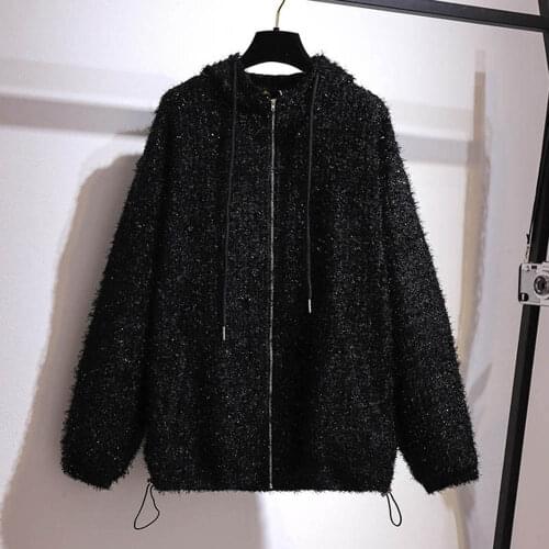 150Kg Plus Size Spring New Hooded Long Sleeve Cardigan Jacket Bust 157cm 6XL 7XL 8XL 9XL 10XL Loose Zip Black Gray Coat