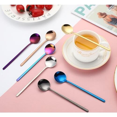 1Pcs Stainless Steel Spoon Luxury Fruit Ice Cream Dessert Spoon Coffee Teaspoons Tableware Kitchen Bar Tools
