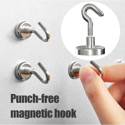 12 KG Rally Magnet Hook Punch-free Nickel Magnet Hook Heavy Duty Strong Neodymium Magnets Refrigerator Iron Door Shelf Hook