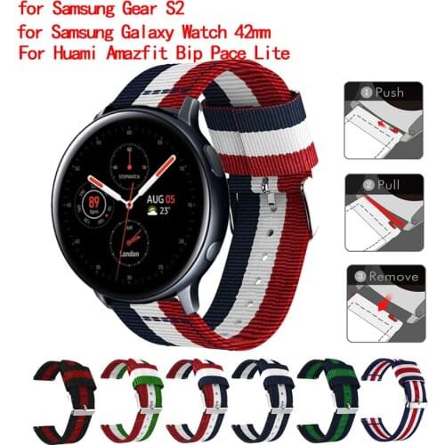 20 mm Nylon stripe watch band For Samsung Galaxy strap activation 240mm 44mm activation bracelet replacement Sport wrist strap