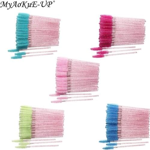 200 pcs Crystal Handle Disposable Mascara Wands Eyelash Extension Makeup Brushes women Eyelashes tools