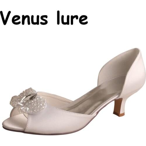 23 Colors)Latest Heels White Short Wedding Bridal Shoes Peep Toe 5CM