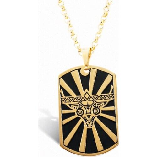 35mm Titanium steel retro ethnic style pendant Men and women personality gold fashion pendant necklace NE440