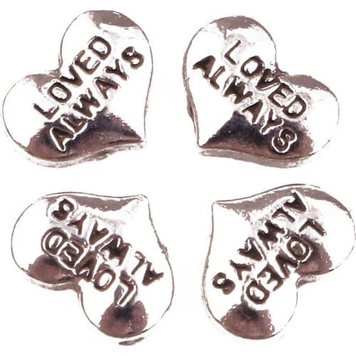 40pcs F1069 Heart loved always letters Floating charms Zinc Alloy Suitable for Floating Locket DIY Jewelry Pendant Necklace